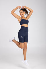 Sweat Resistant Activewear, high waisted statement navy bike shorts, high waisted bike shorts, Idea Athletic Australia