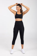 3/4 Length Tights - High Waisted Black Leopard | Idea Athletic