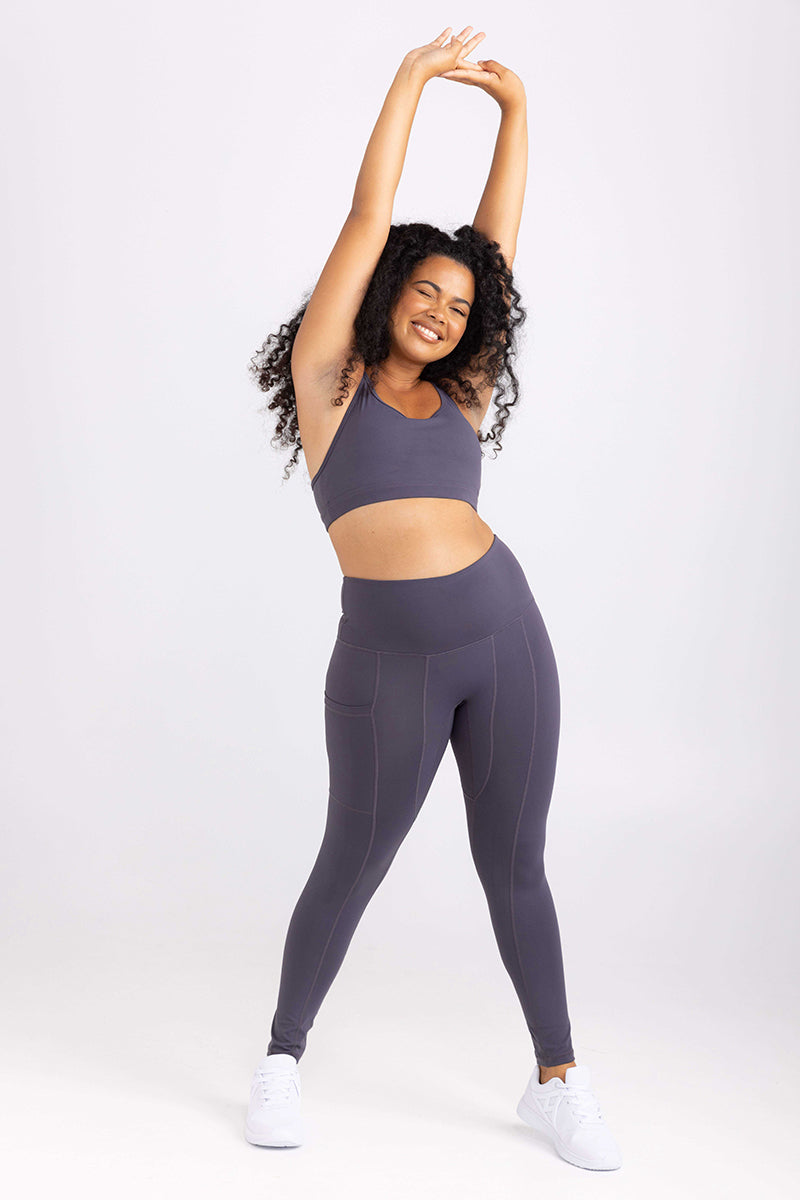 Flow Fit | Full Length Leggings in Slate Grey by Idea Athletic | Sweat Resistant activewear 