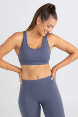 Classic Racer Back Activewear Crop / Sports Bra with sweat resistant fabric - Steel Violet