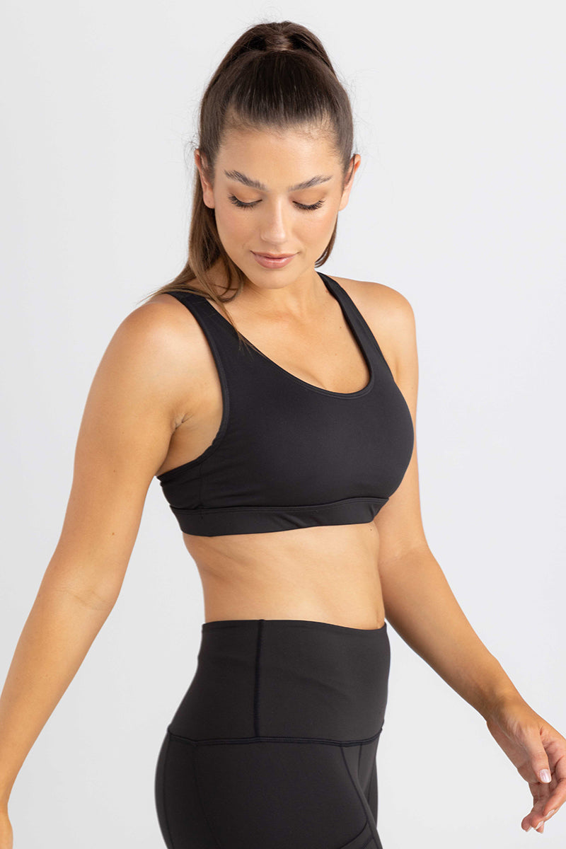 invisiSweat Classic Racer Back Crop - Charcoal Black (Final Sizes)