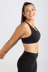 invisiSweat Classic Racer Back Crop - Charcoal Black (Final Sizes)