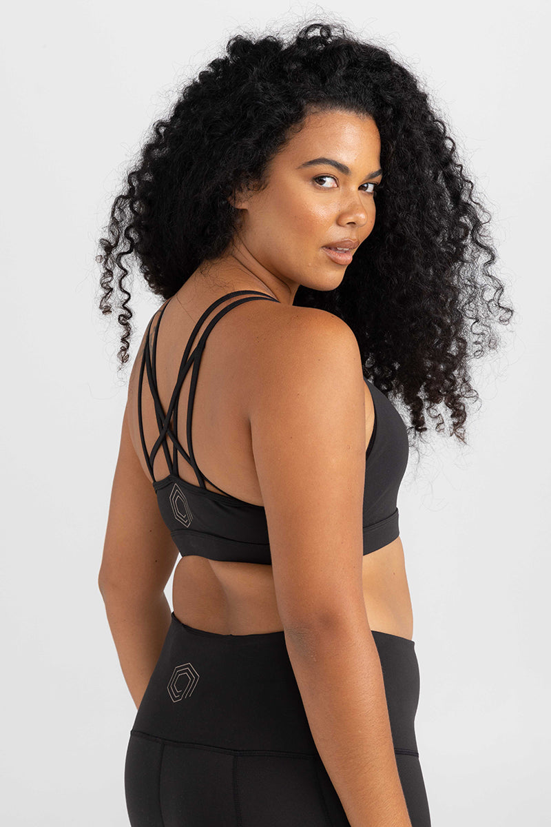 invisiSweat Strappy Back Crop - Charcoal Black (Final Sizes)