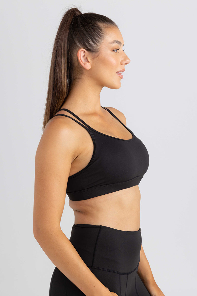 invisiSweat Strappy Back Crop - Charcoal Black (Final Sizes)