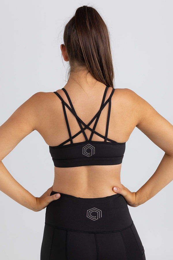 invisiSweat Strappy Back Crop - Charcoal Black (Final Sizes)